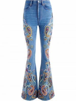 Расклешенные джинсы с завышенной талией Alice+Olivia. Цвет: синий