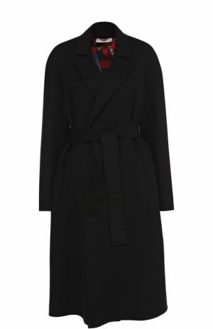 Однотонное шерстяное пальто с поясом Bally. Цвет: черный
