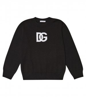 Шерстяной свитер с логотипом, черный Dolce&Gabbana