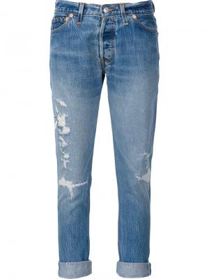 Укороченные джинсы с рваными деталями Re/Done. Цвет: синий