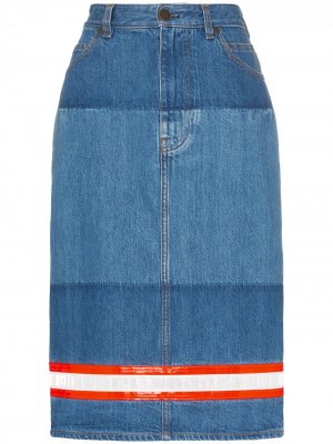 Джинсовая юбка-карандаш со светоотражающей отделкой Calvin Klein 205W39nyc. Цвет: синий