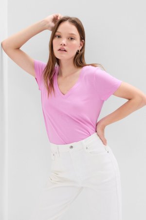 Любимая футболка с короткими рукавами и V-образным вырезом Gap, розовый GAP