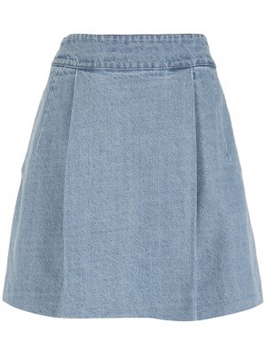 Джинсовая юбка со складками Andrea Bogosian. Цвет: синий
