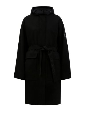 Пальто Fleole из шерстяной ткани double с нейлоновыми вставками MONCLER. Цвет: черный