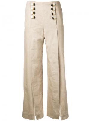 Широкие брюки с завышенной талией Kotohayokozawa. Цвет: коричневый