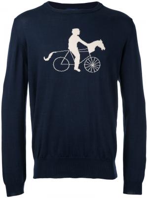 Джемпер с принтом велосипедиста Monsieur Lacenaire. Цвет: синий