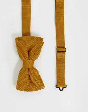 Трикотажный галстук-бабочка горчичного цвета -Желтый Twisted Tailor