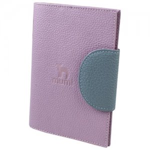 Обложка для паспорта Mumi сиреневый/голубой 160-32, натуральная кожа. Цвет: фиолетовый