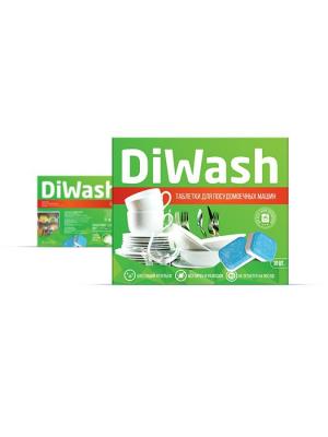 Средство для мытья посуды в посудомоечных машинах: таблетки DiWasher. Цвет: зеленый