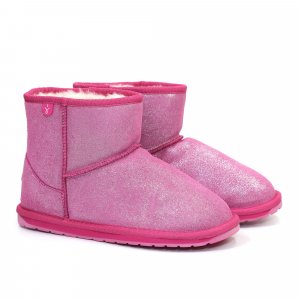 Детские ботинки из овчины (угги) , розовые EMU Australia. Цвет: розовый