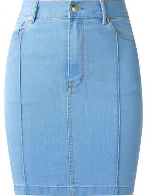 Приталенная джинсовая юбка с высокой талией Amapô. Цвет: синий