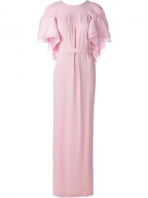 Длинное платье с рюшами Daniele Carlotta. Цвет: розовый и фиолетовый