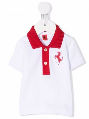 Рубашка поло с вышитым логотипом Ferrari Kids. Цвет: белый
