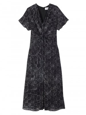 Контурное платье миди Wildflower с завязками спереди , черный St. John
