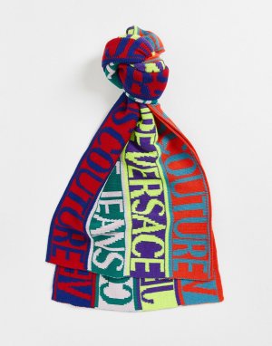 Разноцветный шарф с повторяющимся логотипом Versace Jeans Couture