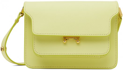 Желтая мини-сумка на багажник из сафьяновой кожи Marni