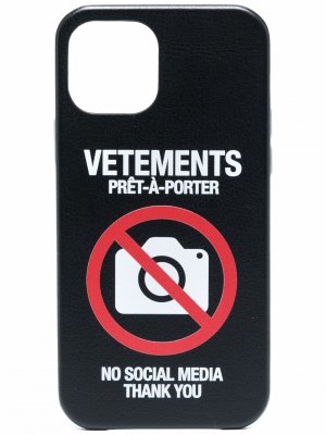 Чехол для iPhone 12 Pro с логотипом Antisocial VETEMENTS. Цвет: черный
