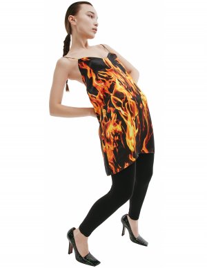 Платье-комбинация с пламенем VETEMENTS