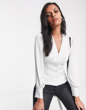 Атласная блузка на пуговицах amalie-Белый AllSaints