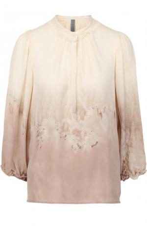 Шелковая блуза свободного кроя с принтом Raquel Allegra. Цвет: розовый