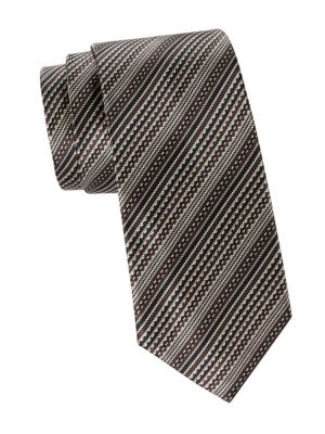 Полосатый шелковый галстук , черный Brioni