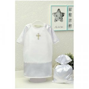 Крестильная рубашка , размер 6-12, белый Makkaroni Kids. Цвет: белый