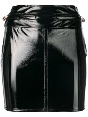 Блестящая мини-юбка Elisabetta Franchi. Цвет: черный