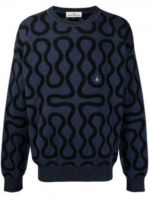 Жаккардовый джемпер с логотипом Vivienne Westwood. Цвет: синий