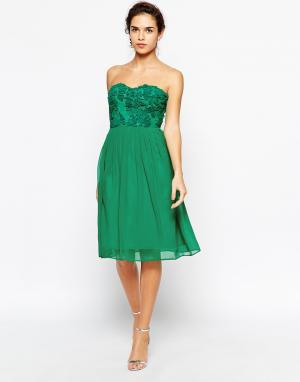 Платье миди с открытыми плечами Cornelli Elise Ryan. Цвет: ярко-зеленый