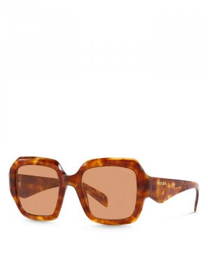 Солнцезащитные очки квадратной формы с низкой перемычкой и подушкой, 54 мм Prada