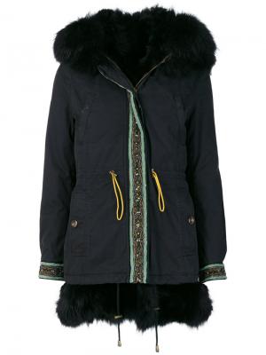 Пальто с отделкой на капюшоне Alessandra Chamonix. Цвет: синий