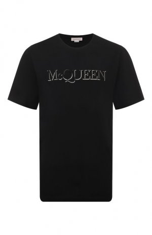Хлопковая футболка Alexander McQueen. Цвет: чёрный