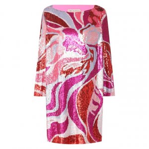 Платье с пайетками Emilio Pucci. Цвет: розовый