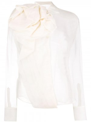 Прозрачная блузка драпированная Christian Dior. Цвет: белый