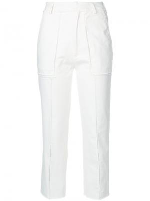 Укороченные брюки с открытой строчкой Aviù. Цвет: белый