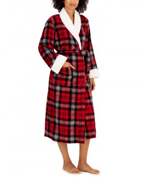 Женский клетчатый халат с длинными рукавами и завязками , красный Charter Club