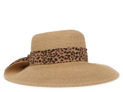 Солнцезащитная шляпа с леопардовым принтом и дискетой, тан Kelly & Katie