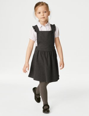 Школьный сарафан из трикотажа с оборками для девочек (2–12 лет) , серый Marks & Spencer