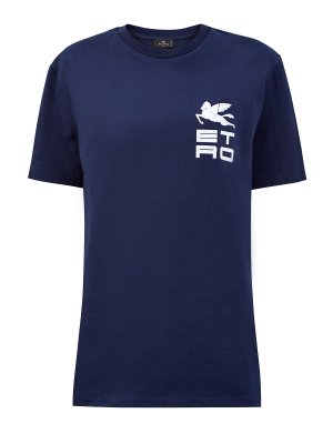 Свободная футболка из плотного хлопка джерси с принтом ETRO. Цвет: синий