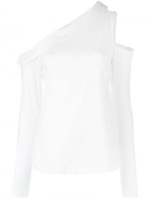 Блузка на одно плечо с длинными рукавами Robert Rodriguez. Цвет: белый