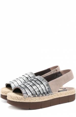 Замшевые сандалии с бахромой на платформе Paloma Barcelo. Цвет: серый