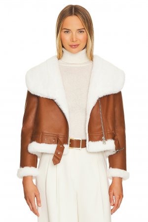 Пиджак Faux Mink Fur Bonded, цвет Camel & White Adrienne Landau