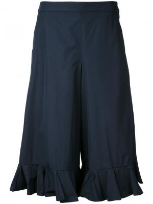 Укороченные брюки с оборками Muveil. Цвет: синий