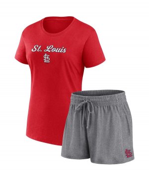 Женский комбинированный комплект из красно-серой футболки и шорт с надписью St. Louis Cardinals Fanatics