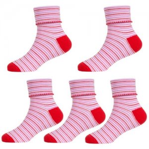 Комплект из 5 пар детских носков LORENZLine красные, размер 18-20. Цвет: красный
