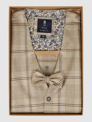 Комплект из жилета, галстука-бабочки и нагрудного платка, бежевый Prince Bowtie
