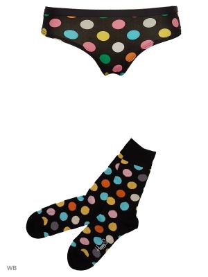 Носки+трусы Happy Socks. Цвет: черный, голубой, желтый