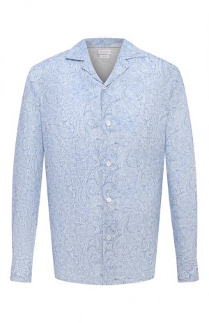 Льняная рубашка Brunello Cucinelli. Цвет: голубой