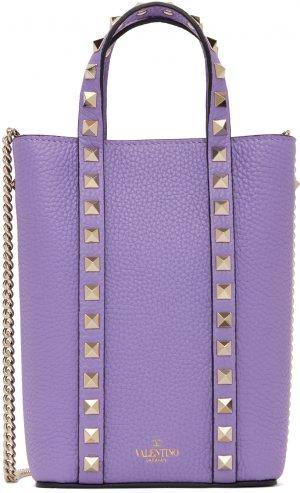 Пурпурная большая сумка с короткими ручками Rockstud Valentino Garavani