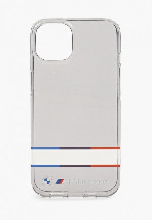Чехол для iPhone BMW 13, Motorsport PC/TPU Tricolor Horizont Hard Transp/Black. Цвет: серый